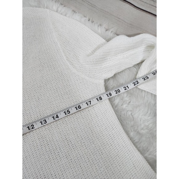 Coldwater Creek Womens White Long Sleeve V-Neck Fishnet Crochet Sweater Size L‎ - Picture 5 of 6